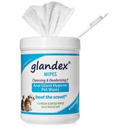 Glandex Pet Wipes, Cleansing & Deodorizing Anal Gland Hygienic Wipe​s for Dogs & Cats with Vitamin E, Skin Conditioners and Aloe