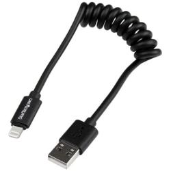 StarTech.com 1ft Coiled Lightning to USB Cable - Black - Apple 8 Pin Lightning Charger Cable for Your iPhone / iPad / iPod (USBCLT30CMB)