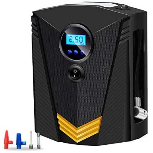 YUMA Air Compressor Tire Inflator, Portable Air Pump for Car Tires 12V DC Auto Tire Pump with Digital Pressure Gauge, 100PSI with Emergency LED Light for Car, Bicycle and Other Inflatables