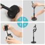 Desktop Microphone Stand with Cell Phone Holder, Adjustable Tabletop mic Stand with Shock Mount and Round Base for Recording Podcasting and Live Streaming.