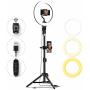 Meifigno 10" Ring Light with Tripod Stand [Dual Phone Holders][3 Light Modes][10 Levels], 10 Inch LED Selfie Ring Light for Video Conference & Live Stream, Compatible with iPhone, Samsung, Pixel Etc