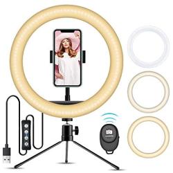 Ring Light with Stand, VINSIC 10” Selfie Ring Light Tripod For iPhone, Phone Tripod Stand With 3 LED Light Modes For Live Stream/Makeup/Vlogging/YouTube Video/Photography For iPhone Android Cellphones