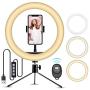 Ring Light with Stand, VINSIC 10” Selfie Ring Light Tripod For iPhone, Phone Tripod Stand With 3 LED Light Modes For Live Stream/Makeup/Vlogging/YouTube Video/Photography For iPhone Android Cellphones