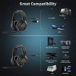 Jeecoo Stereo Gaming Headset for PS4, Xbox One S - Noise Cancelling Over Ear Headphones with Microphone - LED Light Soft Earmuffs Bass Surround Compatible with Xbox One PC Laptop Switch Games