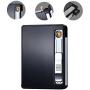 KAKAKA Cigarette Case/Cigarette Holder/Cigarette Box with Electric Lighter Rechargeable, Flameless, Windproof (Black)
