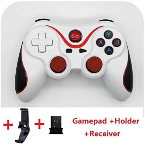 Pc Game Controller Wireless, Joystick Gamepad Remote Controller X3 Wireless Bluetooth 3.0 Game Controller for PS3/for Android Smartphone Tablet PC with TV Box-White 3 in 1-