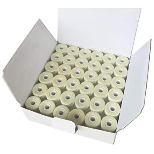 HimaPro 144 White Prewound Bobbins for Embroidery Machines Size L (SA155) Cardboard Sided Good for Brother, Babylock, Janome, Bernina, Husqvarna, Pfaff Embroidery Machines Etc (White)