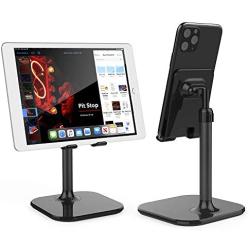 Cell Phone Stand,Phone Holder for Desk Adjustable Tablet Stand Compatible with iPhone and All Smartphone (Black)