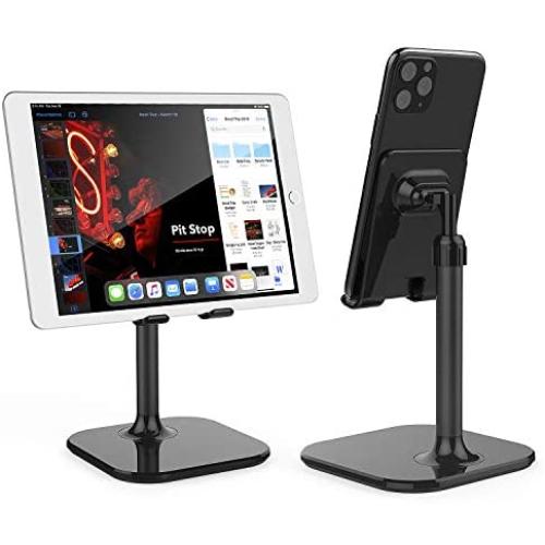 Cell Phone Stand,Phone Holder for Desk Adjustable Tablet Stand Compatible with iPhone and All Smartphone (Black)