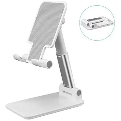 Cell Phone Stand for Desk, Fully Foldable Adjustable Desktop Phone Holder Compatible with iPhone 11 Pro XS Max XR 8 7 6S Plus, Samsung S20+ Note10, Tablets, Charging Accessories Cell Phone Stand for Desk, Fully Foldable Adjustable Desktop Phone Holder Compatible with iPhone 11 Pro XS Max XR 8 7 6S Plus, Samsung S20+ Note10, Tablets, Charging Accessories