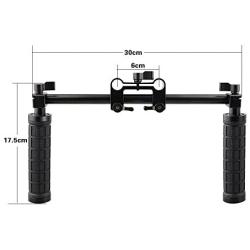 CAMVATE Handle Grips Front Handbar Clamp Mount for 15mm Rod Support System Shoulder Rig(Black)