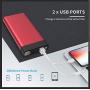 Power Bank 30000mAh 2USB Ports/Flashlight Portable Phone Charger Quick Charge Phone Tablet(RED_30000mAh)