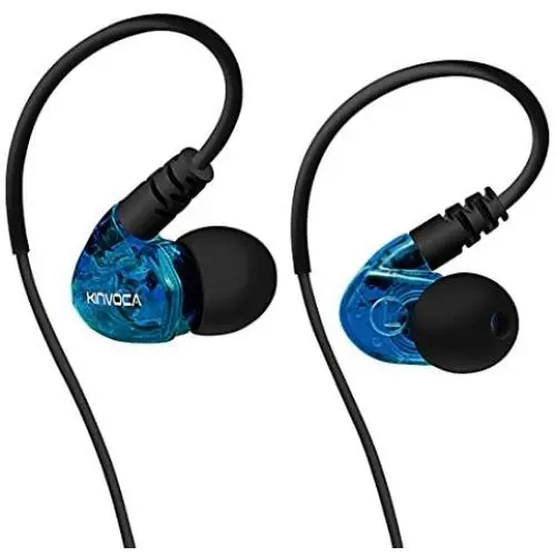 KINVOCA Wired Sport Earphones Stay in Ears for Running Gym Workout Exercise Jogging, Comfortable Earhook Headphones with Microphone and Volume, Bass Noise Isolating Over Ear in-Ear Earbuds Blue KINVOCA Wired Sport Earphones Stay in Ears for Running Gym Workout Exercise Jogging, Comfortable Earhook Headphones with Microphone and Volume, Bass Noise Isolating Over Ear in-Ear Earbuds Blue