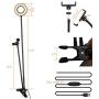 Desktop Clamp Ring Light, 4 inches LED Fill Light with Mobile Phone Stand Holder and Flexible Arms, 3 Light Modes 10 Level Brightness for Live Stream/YouTube TikTok Video/Makeup/Selfie