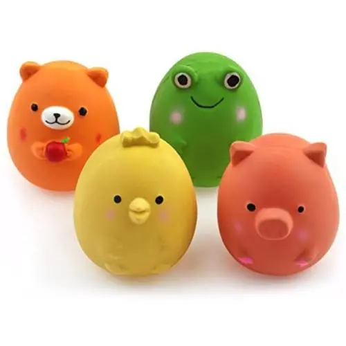Chiwava 4PCS 2.4 Squeak Latex Puppy Toy Funny Animal Sets Pet Interactive Play for Small Dog Assorted Color