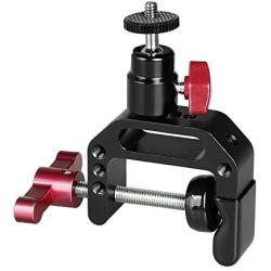 CAMVATE Heavy-Duty C Clamp Articulated 1/4"-20 Ball Head Support Holder (Red Locking Knob)