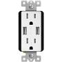 TOPGREENER 4.8A High Speed USB Wall Outlet, 15A Tamper-Resistant Receptacles, Compatible with iPhone XS/MAX/XR/X/8/7, Samsung Galaxy S9/S8/S7, LG, HTC Other Smartphones, UL Listed, TU21548A