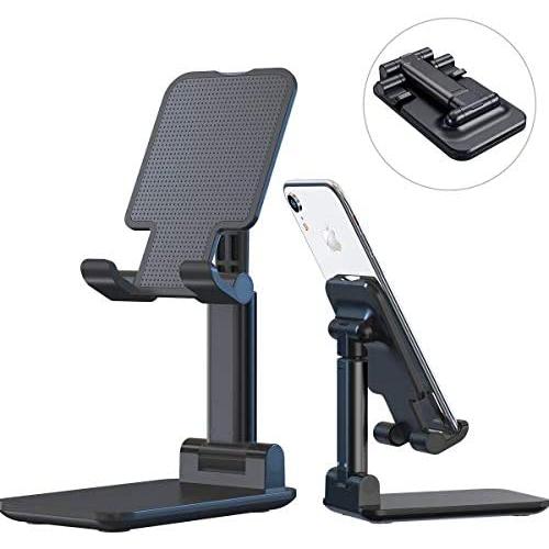 Adjustable Cell Phone Stand, Fully Foldable Desktop Phone Holder Cradle Dock Holder,Tablet Stand for iPhone X Xr Xs max All Smart Phones and Tablets,Ipad(Black)