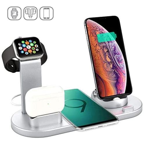 Kertxin Wireless Charger,4 in 1 Charging Station with USB Charging for Apple Watch 5 4 3 2 1,AirPods Pro/2/1,iPhone 11/11 Pro Max/XR/XS Max/XS/X/8/8P