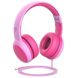 gorsun Kids Headphones with Limited Volume, Children Headphone Over Ear, Kids Headphones for Boys and Girls, Wired Headset for Children-Pink