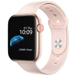 Smart Watch Thermometry Watch with Camera Life Monitoring Bluetooth Push Phone Watch Touch Screen Waterproof Smart Watch for Android Phones Pink
