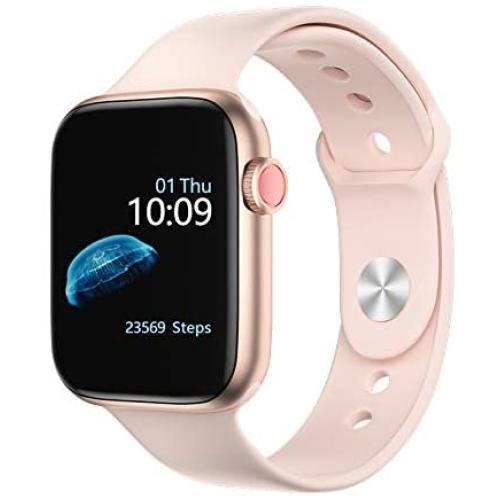 Smart Watch Thermometry Watch with Camera Life Monitoring Bluetooth Push Phone Watch Touch Screen Waterproof Smart Watch for Android Phones Pink
