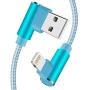 iPhone Charger Cable 10 FT 90 Degree iPhone Lightning Cable 3 Pack Right Angled Brided iPhone Charging & Syncing Cord for iPad/iPhone XS/Max/XR/X/8/7/6/iPod(Light Blue,10ft)