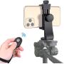 Universal Phone Tripod Mount Adapter with Bluetooth Camera Remote, Cell Phone Holder with Adjustable Clamp for Selfie Stick Monopod Compatible with iPhone, Samsung and so on, Wrist Strap Included