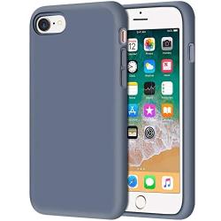 Anuck iPhone SE 2020 Case, iPhone 8 Case, Non-Slip Liquid Silicone Gel Rubber Bumper Case Soft Microfiber Lining Hard Shell Shockproof Full-Body Protective Case Cover for iPhone 7/8/SE 4.7" Blue Gray