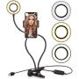 Selfie Ring Light with 24” Gooseneck Stand & Cell Phone Holder Makeup Light, Social Media Influencer Live-Streaming Phone Mount and Light Kit