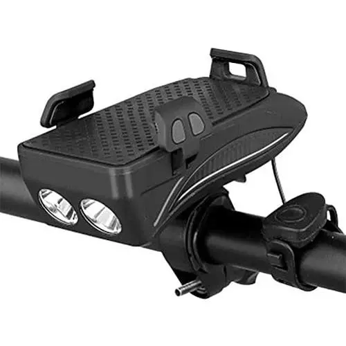 Bicycle Headlight Bike Lights USB Rechargeable 4 in 1 Multifunction Bicycle Headlight with Mobile Phone Stand 4000 MAH Power Bank 130 dB Speaker 400 Lumen IPX65 Waterproof Bike Headlight Bicycle Headlight Bike Lights USB Rechargeable 4 in 1 Multifunction Bicycle Headlight with Mobile Phone Stand 4000 MAH Power Bank 130 dB Speaker 400 Lumen IPX65 Waterproof Bike Headlight