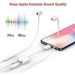 Headphone Adapter 3.5mm Jack Adapter for iPhone Dongle for iPhone 11/8/8 Plus / 7/7 Plus/Xs/Xs Max/XR Aux Adapter 2 in 1 Accessory Splitter Adaptor Charger Cables & Audio Connector Support All iOS