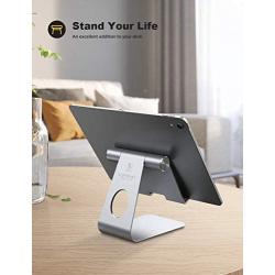 Tablet Stand Adjustable, Lamicall Phone Stand : Desktop Stand Holder Dock Compatible with Phone Xs Max XR, New iPad 2018 Pro 9.7, 10.5, Air Mini 2 3 4, Kindle, Accessories, Tab (4-13 inch) - Silver