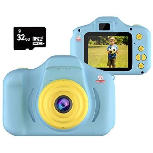 EMAAS Kids Digital Camera - HD Mini Camera Toy Recorder for 3-11 Years Old Kids - Shockproof -1080P Toddler Video Recorder and Photography - Boys & Girls– Includes 32GB SD Card (Blue)