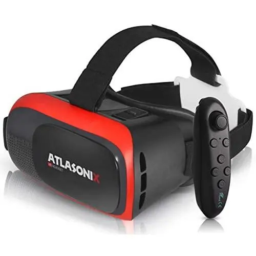 VR Headset Compatible with iPhone and Android Phones | Bonus: Remote Control for Android Smartphones | 3D Virtual Reality Goggles with Controller | Adjustable VR Glasses - Gift for Kids and Adults VR Headset Compatible with iPhone and Android Phones | Bonus: Remote Control for Android Smartphones | 3D Virtual Reality Goggles with Controller | Adjustable VR Glasses - Gift for Kids and Adults