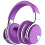 COWIN E7 Active Noise Cancelling Bluetooth Headphones with Microphone Deep Bass Wireless Headphones Over Ear, Comfortable Protein Earpads, 30H Playtime for Travel Work TV Computer Phone - Purple