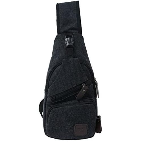 TOPEIUS Canvas Sling Backpack，Mini Shoulder Backpack,Sling Bag, Travel Hiking Daypack for Men or Women