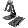 KAERSI Cell Phone Stand, 2 Hinge Adjustable, Foldable Phone Stand Holder Cradle Dock for Desk, Home, Office, Travel. Compatible with Smartphone Android, iPhone 11 Xs XR 8 7 Plus, Tablet iPad (Black)