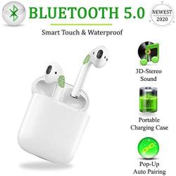 Wireless Earbuds Bluetooth 5.0 Headsets with【24Hrs Charging Case】 IPX5 Waterproof, 3D Stereo Headphones in-Ear Ear Buds Built-in Mic, Pop-ups Auto Pairing for iPhone/Samsung/Android