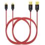 [2-Pack] Anker 6ft / 1.8m Nylon Braided Tangle-Free Micro USB Cable with Gold-Plated Connectors for Android, Samsung, HTC, Nokia, Sony and More (Red)
