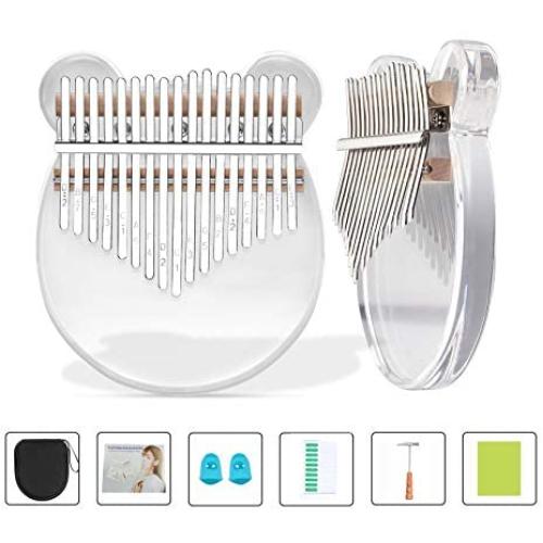 CILILI Kalimba 17 Keys Crystal Thumb Piano Portable Musical Instrument Gifts for Kids Adult Beginners (Clear Crystal)