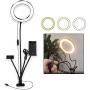 (4 in 1) 8" Selfie Ring Light with 2 Cell Phone Holder Stands + 1 Microphone Holder,XINBOUS Fill Light Beauty Lamp with 2 Holders for iPad iPhone 10 Bright/3 Light Mode for Live Stream Video Make Up