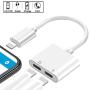 [Apple MFi Certified] 2 in 1 Dual Lightning iPhone Adapter & Splitter, Adapter Dual Converter Cable Headphone Music+Charge+Call+Volume Control Compatible for iPhone 11/11 Pro/XS/XR/X 8/7, iPad-iOS 13