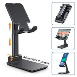 LISEN Cell Phone Stand for Desk, [Fully Foldable] Weighted Base [Metal Rod] Adjustable Desktop Tablet Stand for Desk Phone Holder Cradle Dock Compatiable with 4"-12.9" Mobile Phone/iPad/Tablet/Kindle