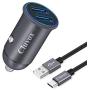 Cluvox Adaptive Fast Charging Car Charger, Dual QC3.0 Port Compatible for Samsung Galaxy S20/Plus/Ultra, S10+/S10e/S9/S8, Note10/9/8, A20/A50/A70/A10e, Mini All Metal Car Adapter with 3ft USB C Cord
