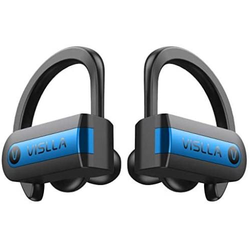 Wireless Earbuds, Vislla 5.0 Bluetooth Sport Headphones Stereo Bass Sound TWS Ear Buds Over Ear Sweatproof Headset 8 Hours Playtime Wireless Earphones with Mic & Charging Case for Running/Working Out