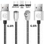 UGI Magnetic Charger Cable 3 in 1 Charging Cable Nylon Braided LED Lighting Cord Compatible with Android,Micro USB,Type C/USB C,i- OS Smartphone Devices (6.6ft L-Shape+3.3ft/6.6ft Straight,3 Pack)