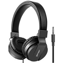 Kids Headphones, gorsun Lightweight Stereo Foldable Wired Headphones for Kids Adults Adjustable Headband Headset for Cellphones Smartphones iPhone Laptop Computer Mp3/4 Earphones(Black)