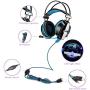 Pourprel 3.5mm Gaming Game Headset Headphone Earphone Headband with Mic Stereo Bass LED Light for PS4 PC Computer Laptop Mobile Phones (Color : Blue)