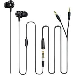 Bluedio Wired Earbud with Mic, in-Ear Headphones Wired with Extended 3.5mm Y-Type Audio Cable, Noise Cancelling Earphones for All 3.5mm Interface Device/Android and iOS Smartphones/PC Laptops Gaming